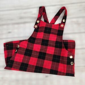 Max Studio Kids Red Plaid Jumper Dress Size 4t Holiday Fall